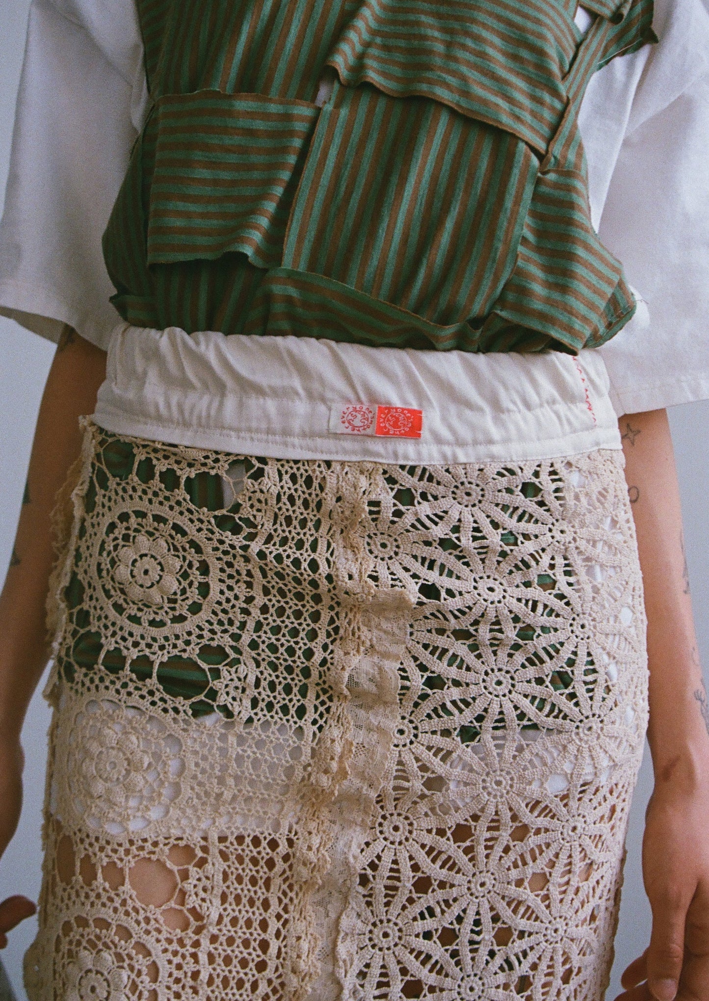 antique lace skirt - ivory patchwork