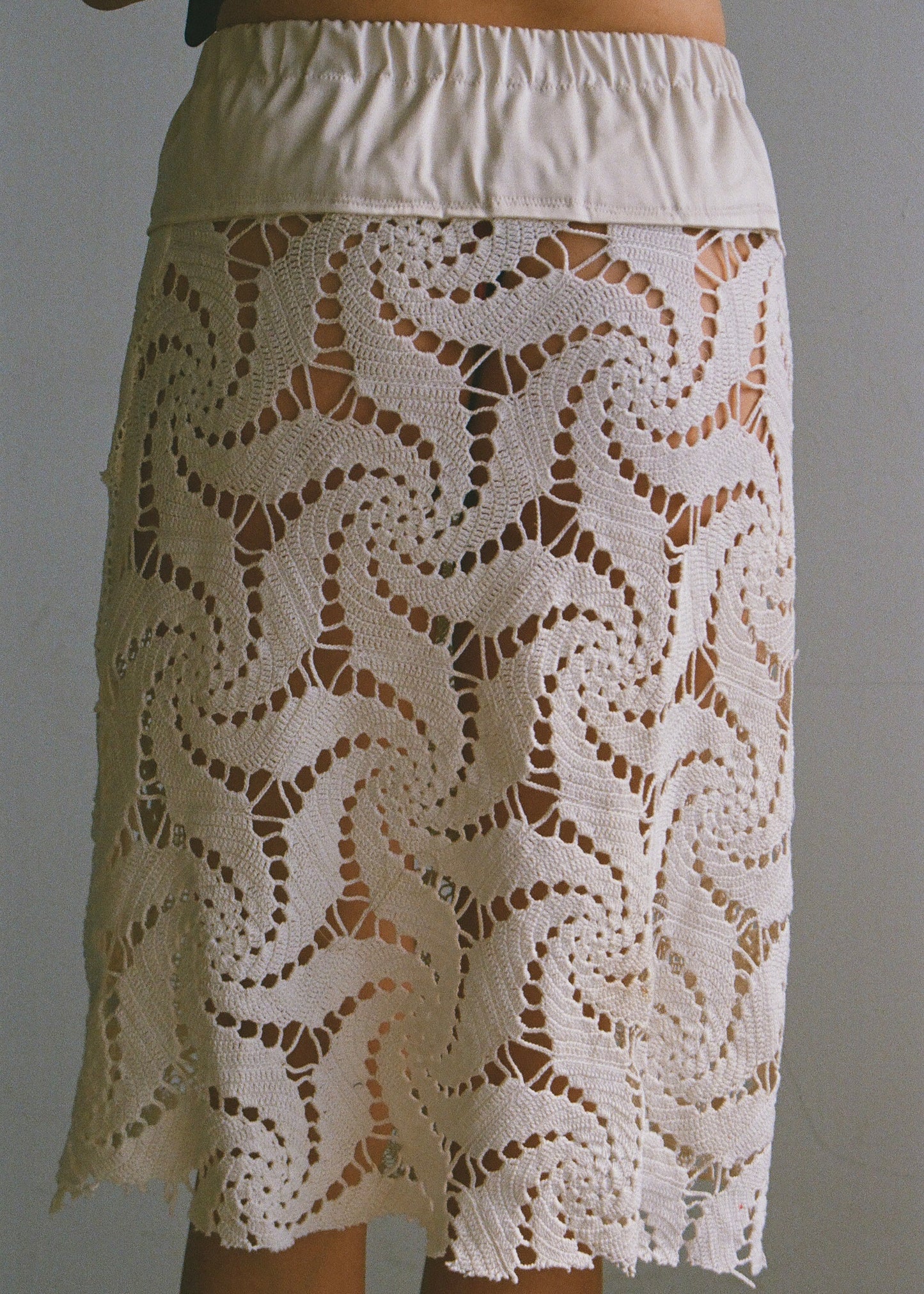 antique lace skirt - white patchwork