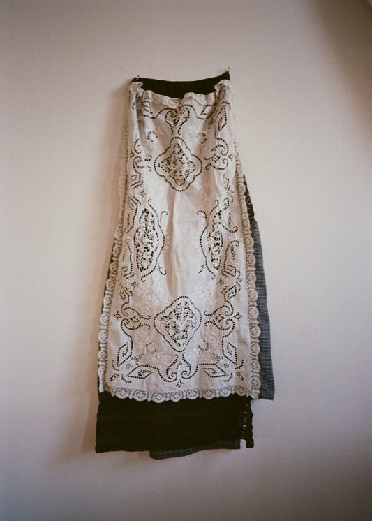 antique table runner tube top dress