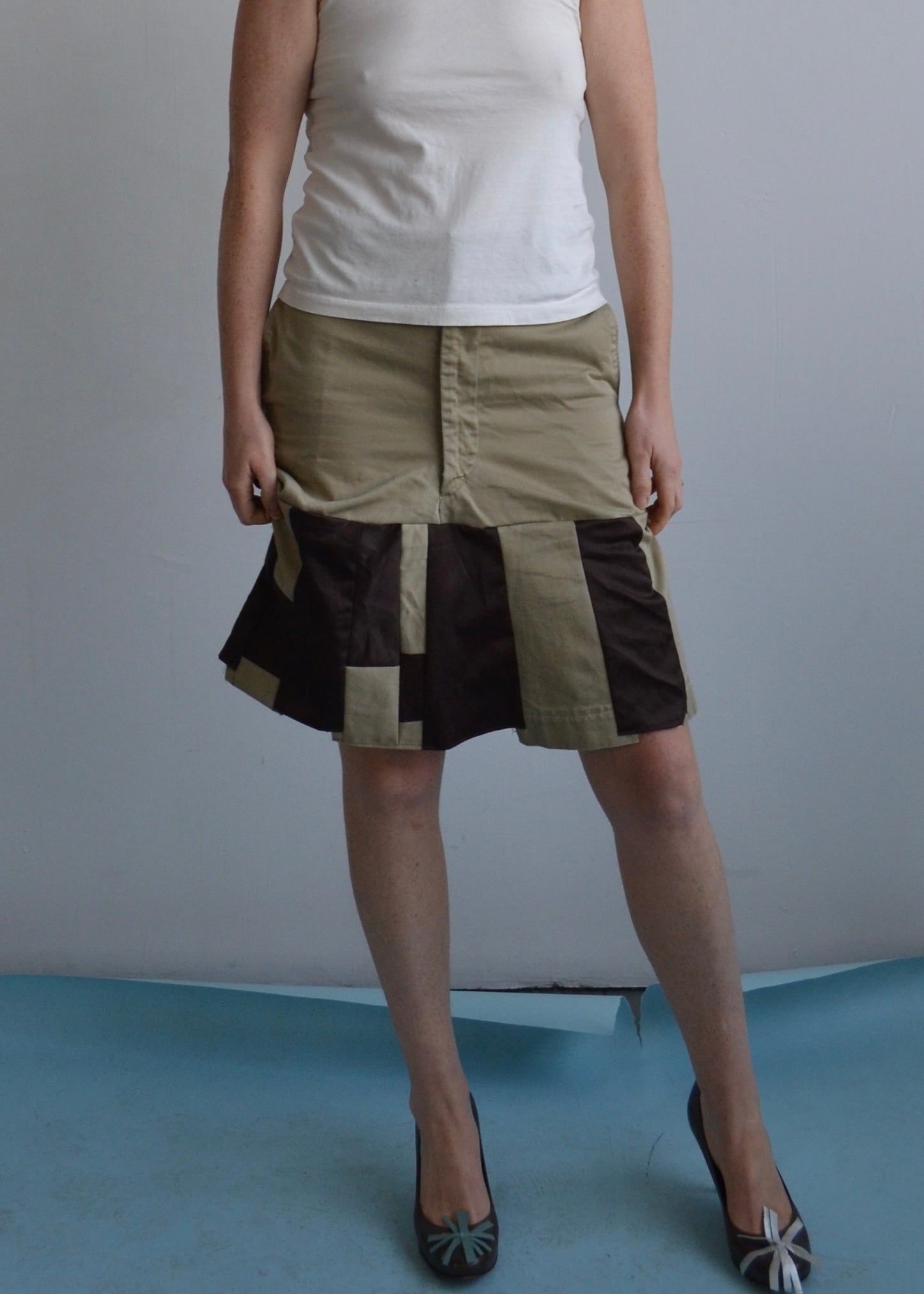 patch khaki skirt