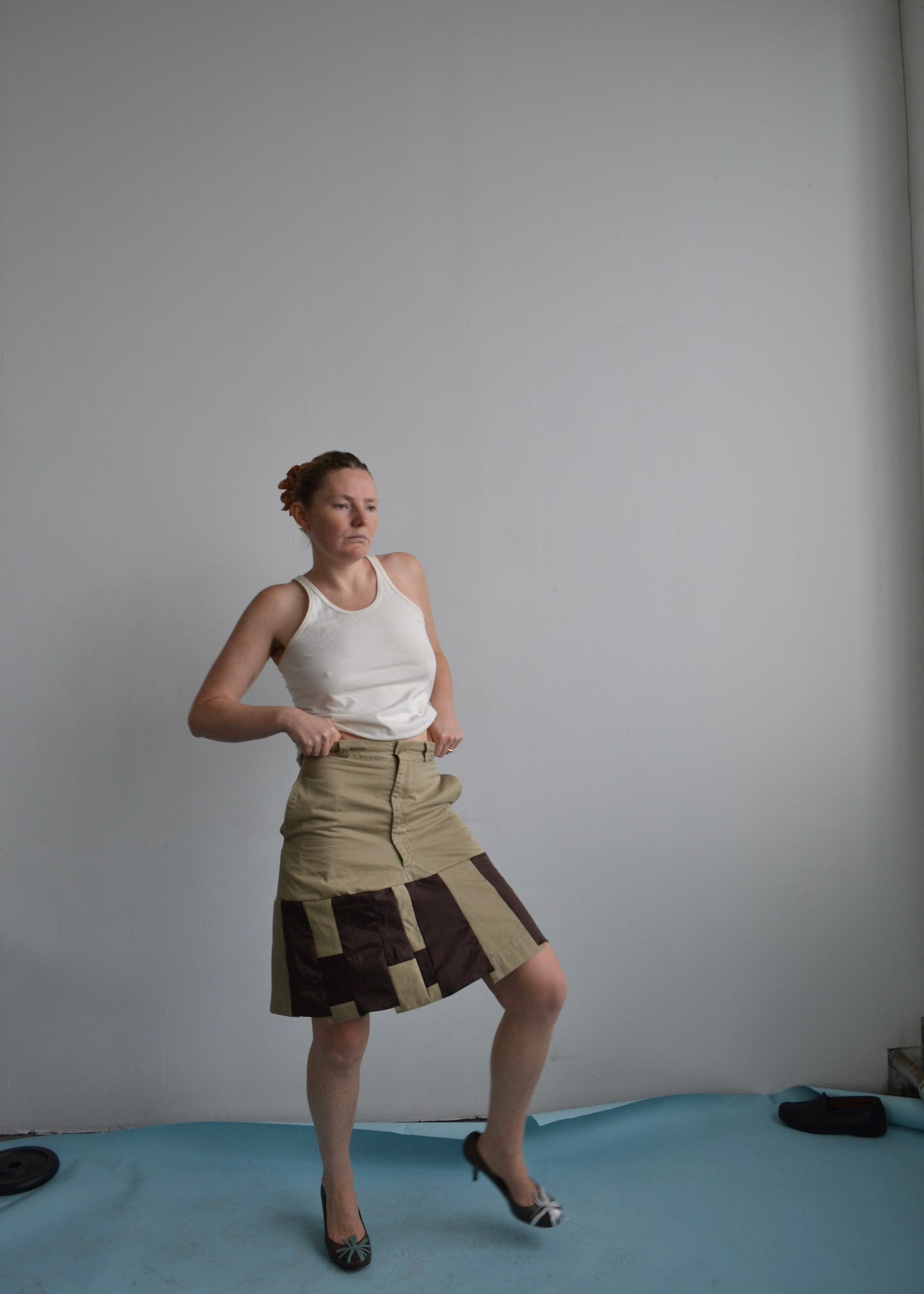 patch khaki skirt